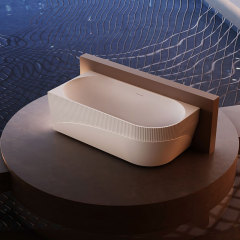 Wholesale Price Freestanding Corner Groove Acrylic Vertical line Stripes Fluted Bathtub TW-7183