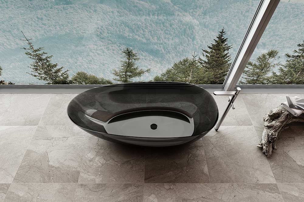 Hersteller transparenter Badewannen - T&amp;W Badewanne XA-8866T aus farbigem, transparentem Harz mit fester Oberfläche