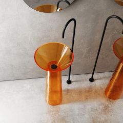 Qualitätsgroßhandel Einzigartiges Design Transparentes freistehendes Waschbecken mit Sockel TW-Z325T
