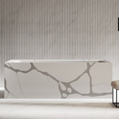 Wholesale High End Quality Rectangle Textured Stone Pattern Freestanding Artificial Stone Bathtub SW-H6501