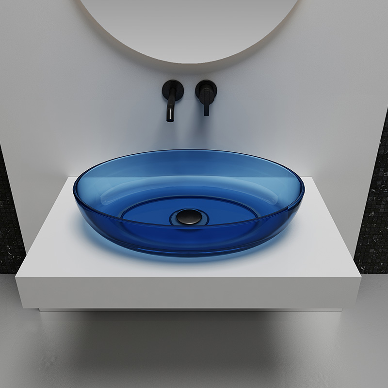 Oval Above Counter Top Transparent Wash Hand Basin TW-A101T