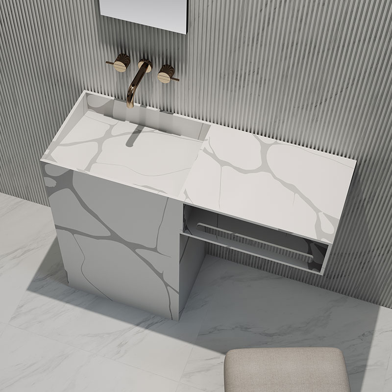Elegant Marble Texture Freestanding Pedestal Basin SW-HZ603
