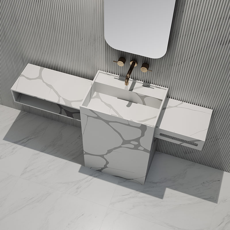 Wholesale Fashion Freestanding Marble Texture Pattern Pedestal Basin SW-HZ606