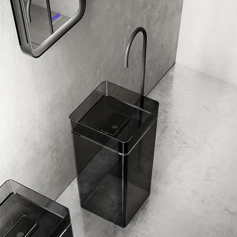 Exporter Square Transparent Freestanding Pedestal Wash Basin TW-Z231T