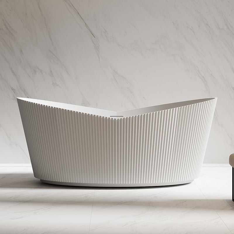 New Design Ingot-Shaped Fluted Vertical Stripes Freestanding Groove Acrylic Bathtub TW-7193