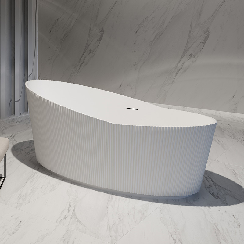 Unique Design Fluted Vertical Stripes Freestanding Groove Acrylic Bathtub TW-7198