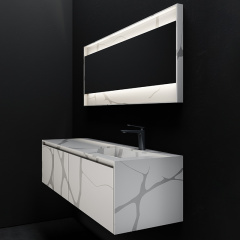 Heißer Stil Großhandel an der Wand montierter Marmor-Texturmuster-Badezimmer-Waschtisch mit fester Oberfläche TW-5805