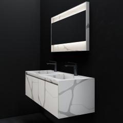 Wholesale High End Quality Wall Mounted Marble Texture Pattern Solid Surface Bathroom Vanity TW-5802