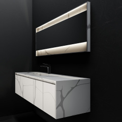 Popular Wholesale Designer Wall Mounted Marble Texture Pattern Solid Surface Bathroom Vanity TW-5806