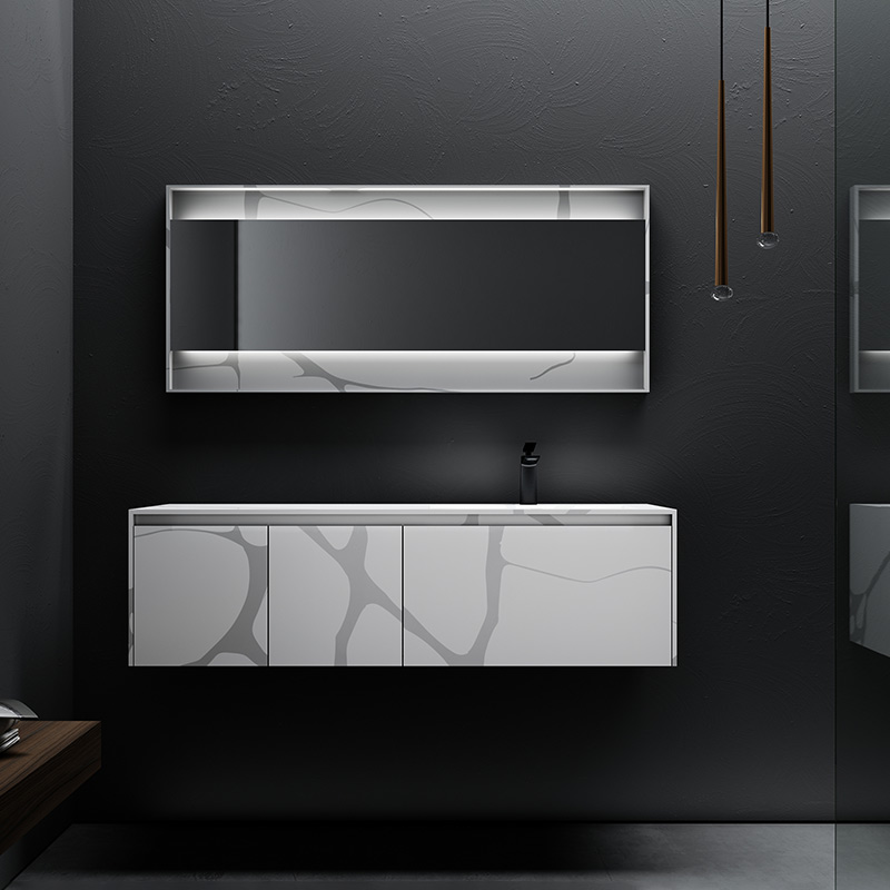 Heißer Stil Großhandel an der Wand montierter Marmor-Texturmuster-Badezimmer-Waschtisch mit fester Oberfläche TW-5805