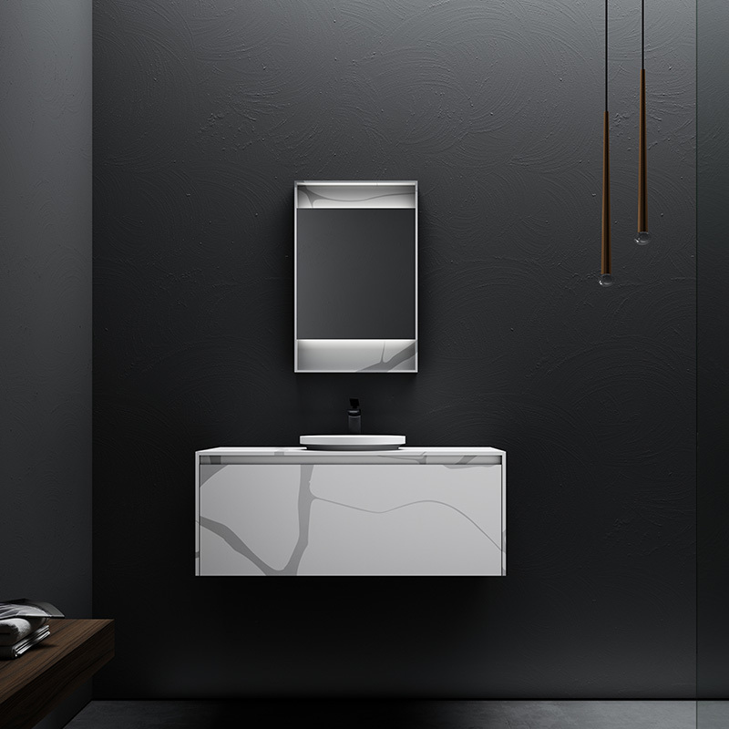 Exporteur Einzelner Aufsatzwaschbecken-Wand-Badezimmerschrank mit fester Oberfläche TW-5811