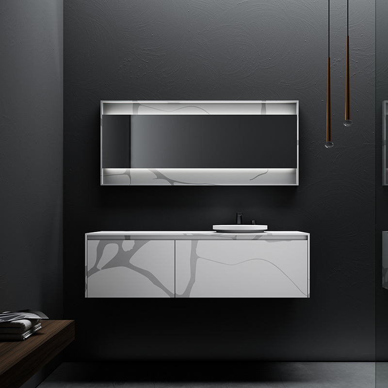 Hersteller Einzel-Waschtisch-Wandmontage-Badezimmerschrank mit fester Oberfläche TW-5813