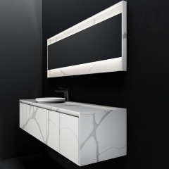 Factory Wholesale Single Counter Top Sink Wall Mounted Solid Surface Bathroom Cabinet TW-5816
