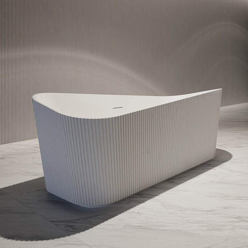 Quality Wholesale Unique Design Fluted Freestanding V-Groove Acrylic Bathtub TW-7191