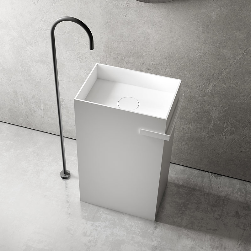 Hot Style Wholesale Rectangle Freestanding Artificial Stone Wash Hand Basin TW-Z312