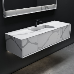 China Wholesale Factory Wall Mounted Marble Design Texture Pattern Solid Surface Bathroom Vanity Unit TW-5825