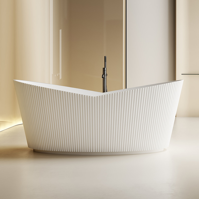 V-Groove Freestanding Fluted Solid Surface Bathtub TW-8193