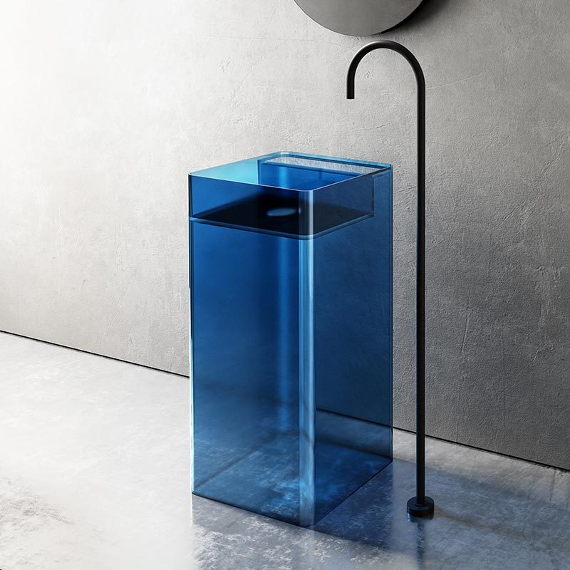 Popular Wholesale Designer Square Transparent Freestanding Pedestal Wash Basin TW-Z28T