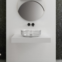 Wholesale Price Round Above Counter Clear Resin Bathroom Sink TW-A93T