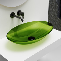 Beliebtes Großhandels-Designer-Oval-Aufsatzwaschbecken mit transparentem Waschbecken TW-A73T