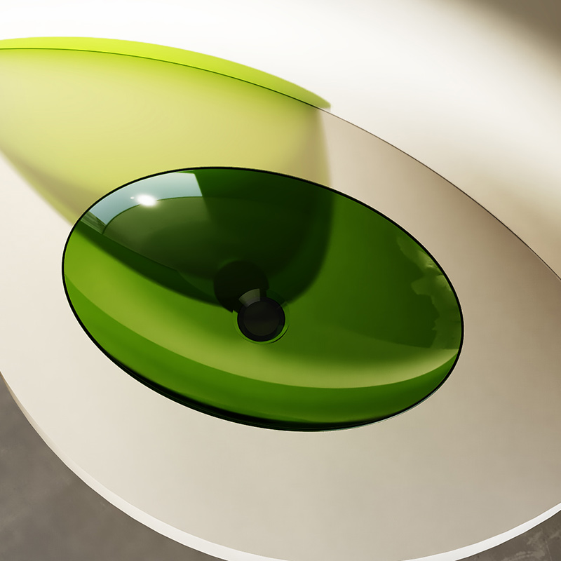 Beliebtes Großhandels-Designer-Oval-Aufsatzwaschbecken mit transparentem Waschbecken TW-A73T