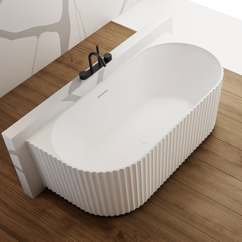 Hot Style Großhandel freistehende geriffelte Kunststeinbadewanne TW-8126