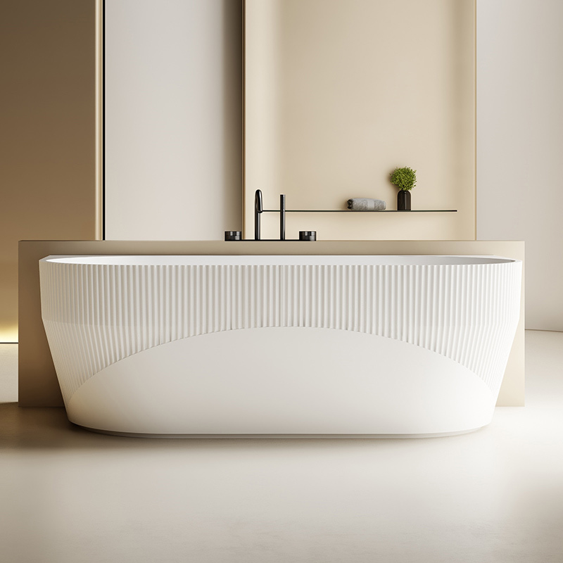 Hochwertige freistehende geriffelte Badewanne mit fester Oberfläche im Großhandel TW-8186A