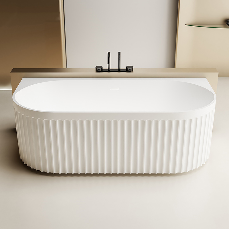 China Wholesale Factory Freestanding Fluted Artificial Stone Bathtub TW-8116
