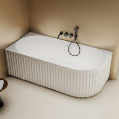 Beliebte Großhandelsdesigner-freistehende geriffelte Badewanne mit fester Oberfläche TW-8113