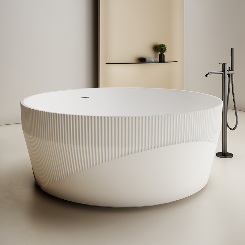 Hot Style Großhandel freistehende geriffelte Badewanne mit fester Oberfläche TW-8189