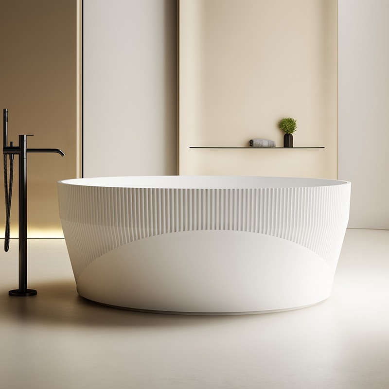 Hot Style Großhandel freistehende geriffelte Badewanne mit fester Oberfläche TW-8189