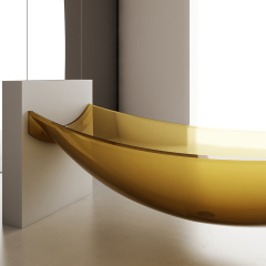Wholesale High End Quality Freestanding Transparent Floating Hammock Suspended Artificial Stone Bathtub TW-8997T