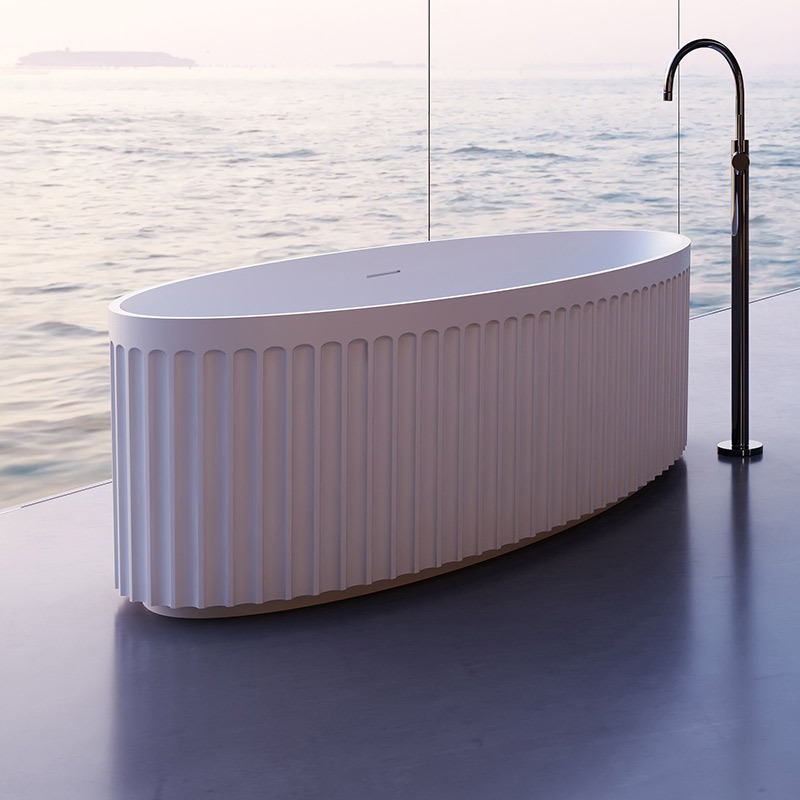 Hochwertiger Großhandel mit einzigartigem Design und freistehender geriffelter Acryl-Badewanne mit V-Nut TW-7117