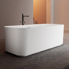 Factory Supply Quality Assurance Rectangle Groove Horizontal Stripes Fluted Freestanding Acrylic Bathtub TW-7882