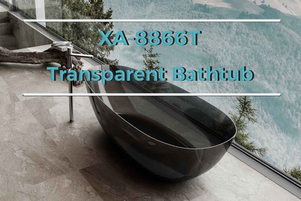 Hersteller von durchsichtigen Badewannen - Farbige, freistehende Badewanne aus transparentem Harz mit fester Oberfläche XA-8866T Display