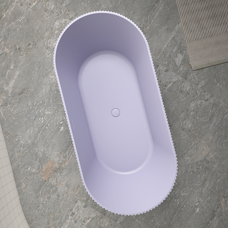 Lieferant Vertikale Linie Streifen Geriffelte freistehende Badewanne mit fester Oberfläche TW-8681