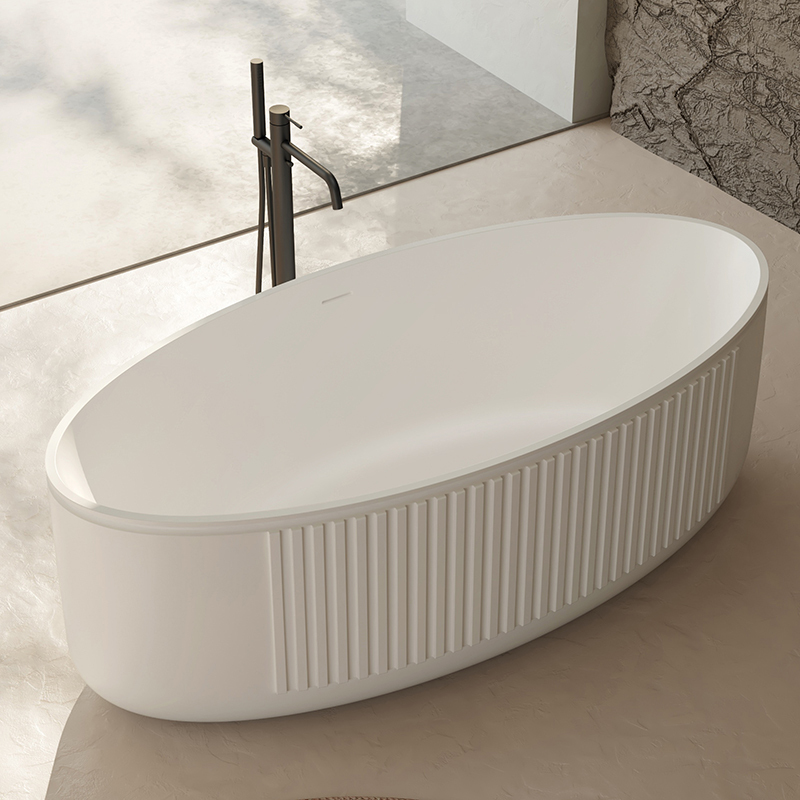 Popular Wholesale Designer V-Groove Solid Surface Fluted Bathtub XR-7008