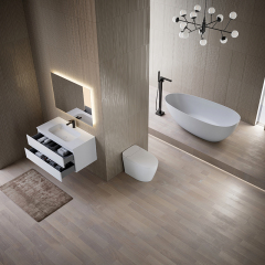 Großhandel Mode freistehende Solid Surface Badewanne Badezimmerschrank Smart WC Komplettset XA-8866&TW-3701&TW-M60