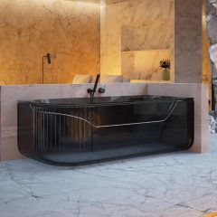 Qualität Großhandel Einzigartiges Design Transparente freistehende geriffelte Badewanne XR-7003LT