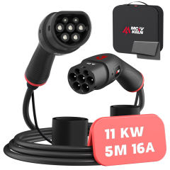 MCEVKELN Type 2 to Type 2 EV Charging Cable - Electric Vehicle Car Charger Type 2| 3 Phase | 480V | IP55 | 5m Cable | Compatible with All IEC62196-2 e.g. Charger Tesla Model 3/X/Y/S | BYD Atto 3