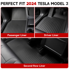 2024 Model 3 Highland TPE Floor & Cargo Mats, Anti-Slip & Waterproof