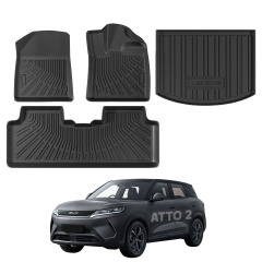 2026 BYD ATTO 2 Car Floor Mats 4PC Full Set TPE All-Weather Mats, Front & Rear Seat + Boot Liner, Anti-Slip Waterproof Protection