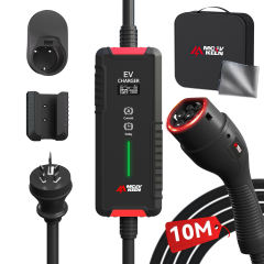 Portable Type 2 EV Charger 6A-15A with Australian 15A Plug, RCM Certified, IP65 Rated, 5M/10M Cable Optional With Carry Bag