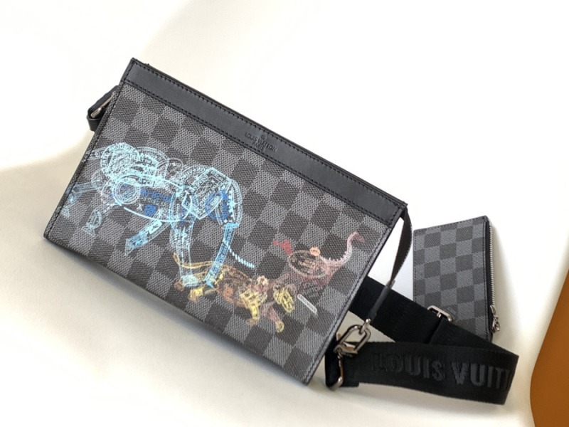 LV/路易威登男士2023新款GASTON 经典老花帆布单肩斜挎包 M81124 M81115 M81431 N64608 M81753