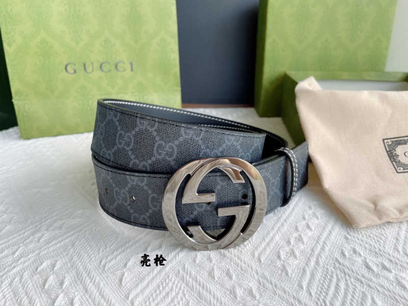 Gucci男士 腰带经典款，简洁的款式和精致抛光面双G扣3.8cm