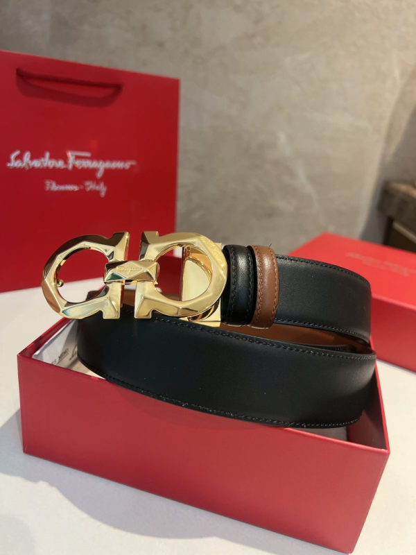 Ferragamo菲拉格慕男士双面牛皮经典永恒专柜版型板扣腰带