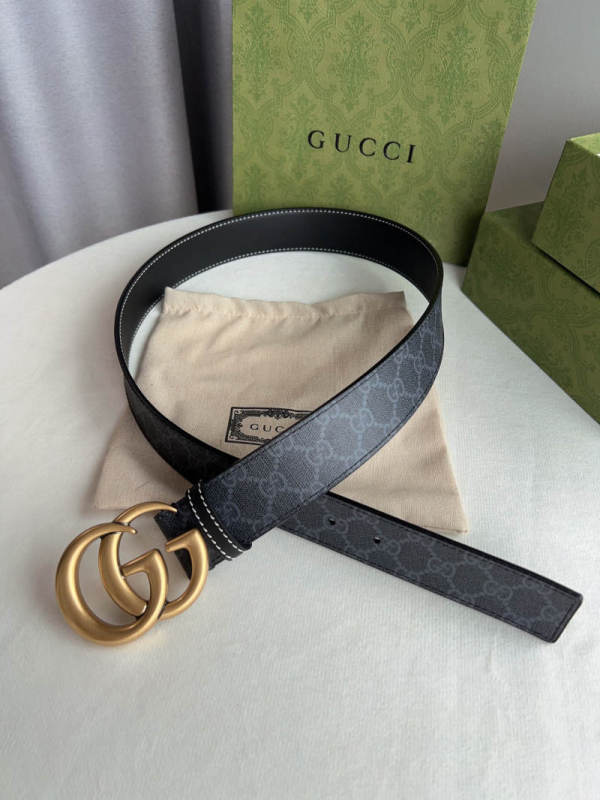 Gucci古驰 GG Supreme双G带扣腰带经典配色百搭皮带4.0cm