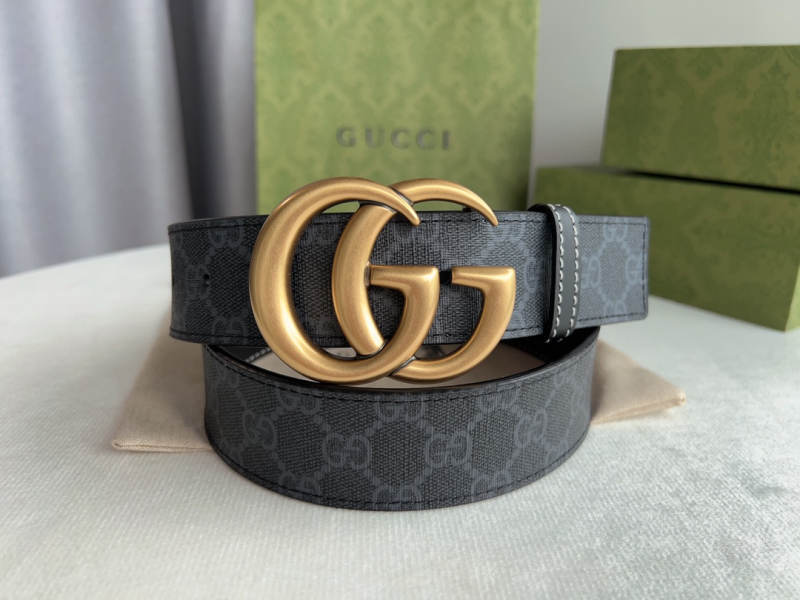 Gucci古驰 GG Supreme双G带扣腰带经典配色百搭皮带4.0cm