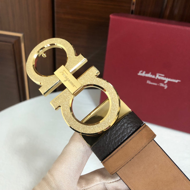 Salvatore  Ferragamo菲拉格慕男士3.5cm精钢滚砂工艺金属夹扣