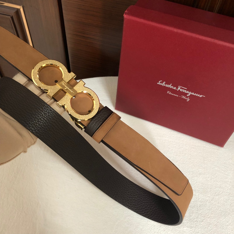 Salvatore  Ferragamo菲拉格慕男士3.5cm精钢滚砂工艺金属夹扣